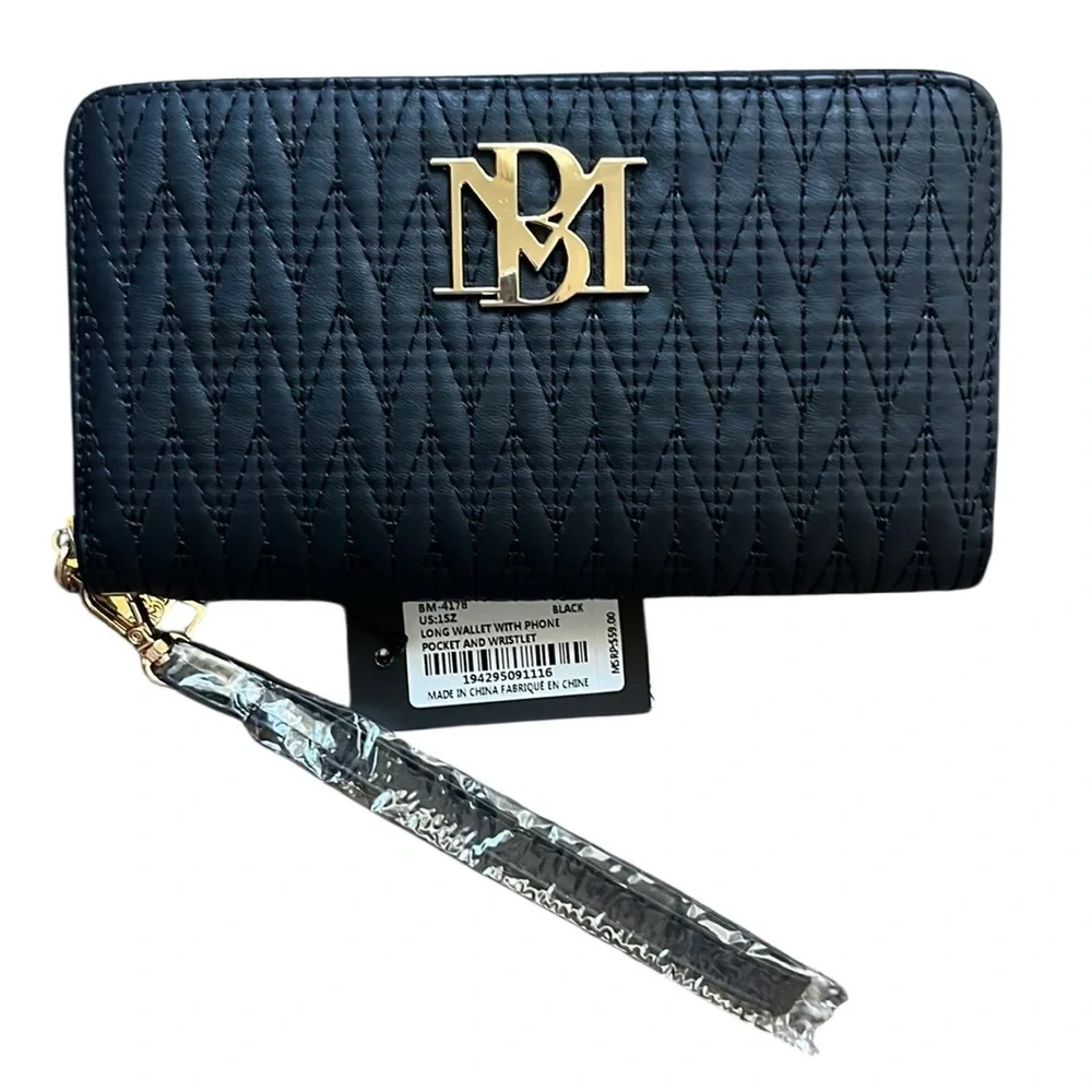 Badgley Mischka Quilted Continental Wallet with phone pocket and wristlet